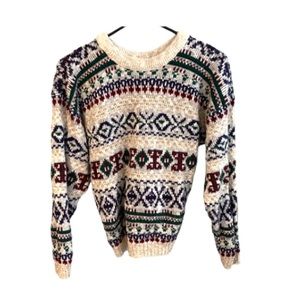 Vintage Geometric Acrylic Sixe XL Patterned Sweater